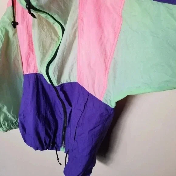 Vintage Neon Pink Purple Green Windbreaker M - Picture 4 of 11